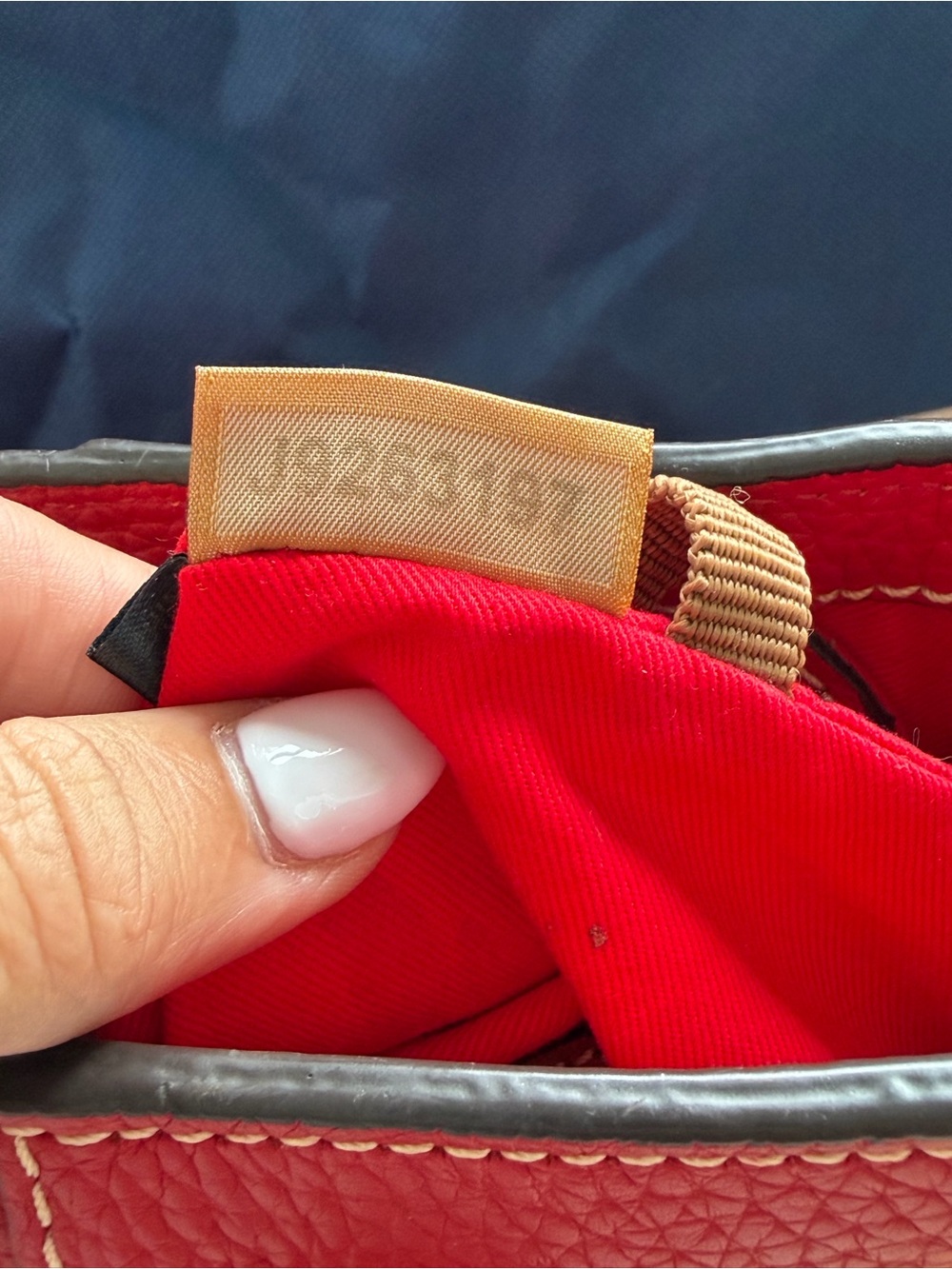 Dooley & Bourke Red Pebbled Leather Shoulder Tote with Brown Trim - Picture 10 of 16